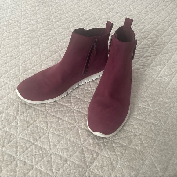 COLE HAAN ZeroGrand Burgundy Waterproof Suede Leather Zip Bootie Size 8.5 - Picture 9 of 13